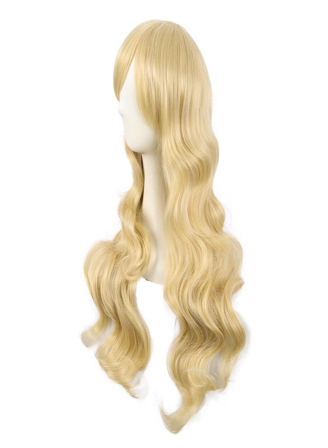 MapofBeauty 28 Inch/70 cm Charming Women Side Bangs Long Curly Full Hair Synthetic Wig (Mixed Golden) - Image 3