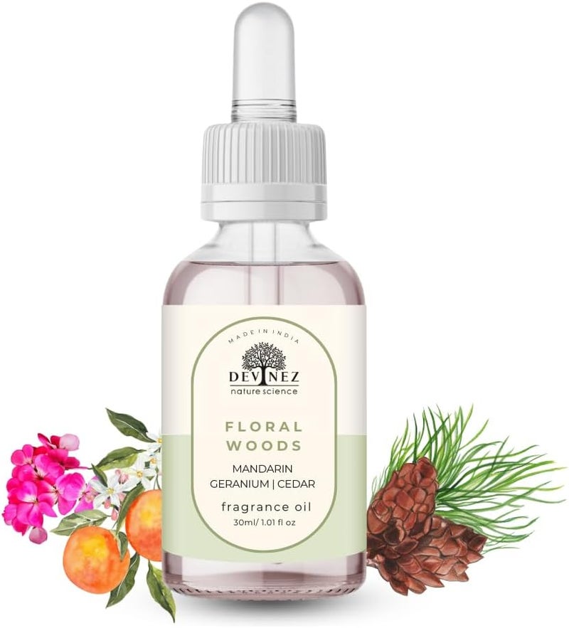 Devinez Floral Woods Fragrance Oil, (30ml) - for Aromatherapy, for Diffusers, DIY Candles, Air Fresheners, DIY Soap-Making (IFRA Certifed) - Image 1