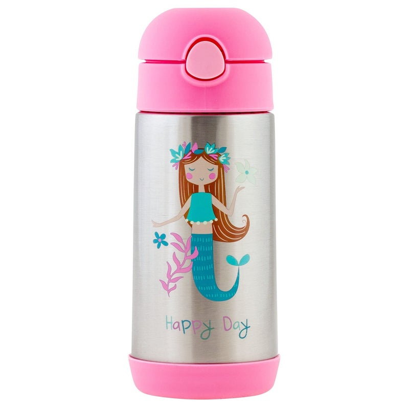 Stephen Joseph Double Wall Stainless Steel Bottles, Insulated Water Bottle for Kids Toddlers, Vacuum Insulated Bottle with Straw, BPA-Free Water Bottle â€“ 11.8 Ounces, MERMAID - Image 2