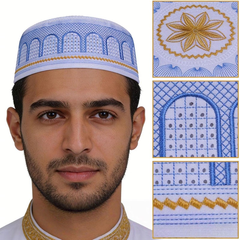 Multipurpose Embroidered Cultural Headwear Ideal for Adults and Lightweight Muslims Headpiece Stylish Muslims Cap Arabic Hat - Image 2