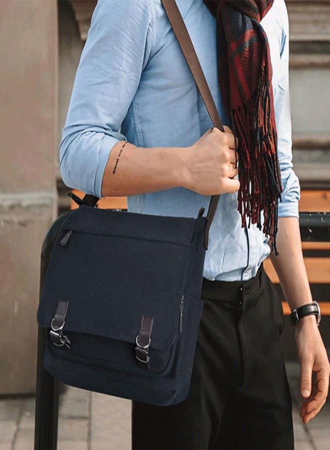 CAAORDKSO Vintage Canvas Satchel Messenger Bag for Men Women, Travel Shoulder bag Crossbody bag 14" Laptop Bags Bookbag Satchel Bag for Travel Daily Business Work (Black) - Image 2