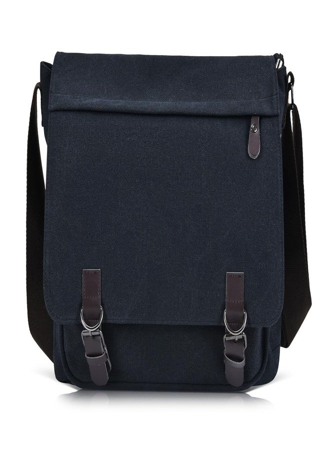 CAAORDKSO Vintage Canvas Satchel Messenger Bag for Men Women, Travel Shoulder bag Crossbody bag 14" Laptop Bags Bookbag Satchel Bag for Travel Daily Business Work (Black) - Image 3