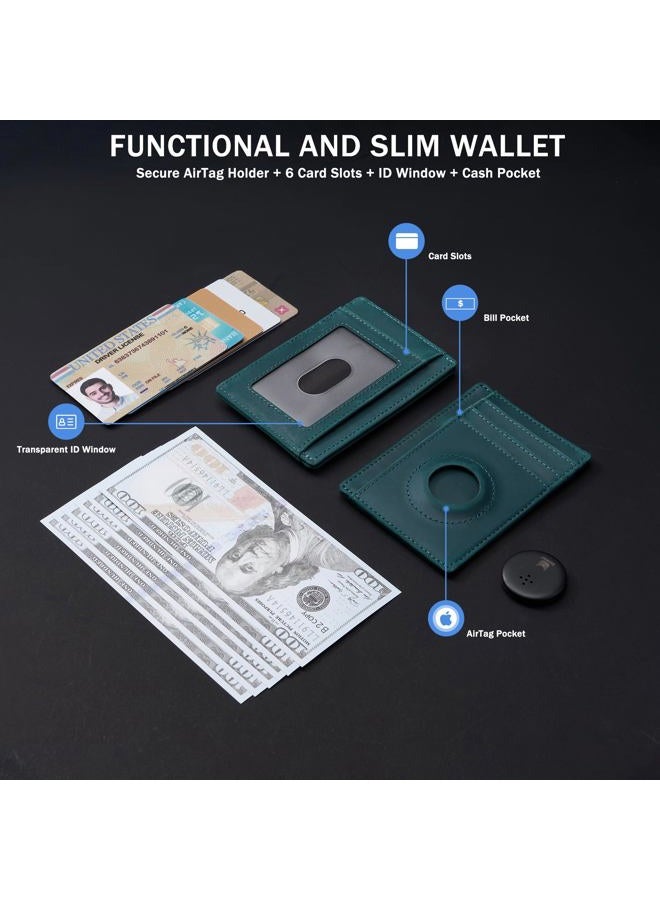 Hawanik Holder for AirTag Wallet Genuine Leahter Slim Minimalist Card Holder Compatible with AirTag Crazy Horse Leather Upgraded Version - Image 2
