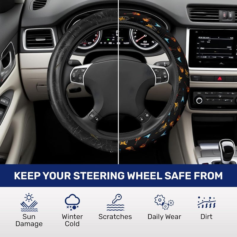 GENANY Guitarist Steering Wheel Cover Anti-Slip Neoprene Wheel Grip Breathable Wheel Protector for Driver Sweat Absorbing Car Accessories Gifts - Image 5