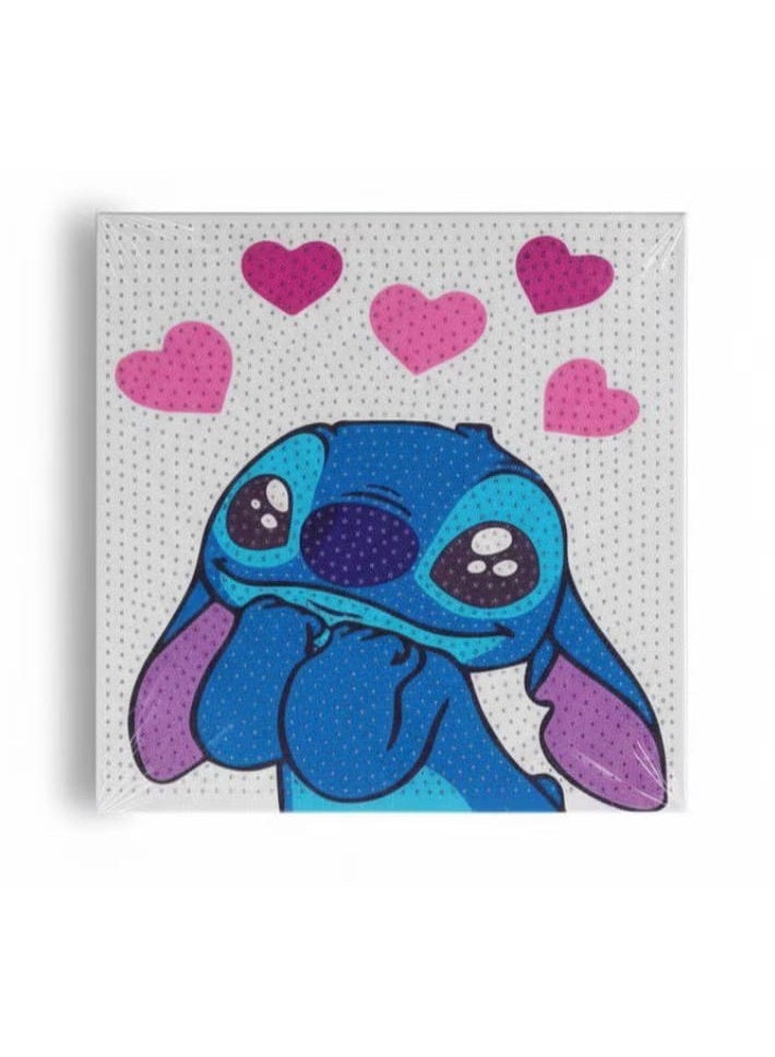 Stitch Diamond Painting – A touch of cuteness and creativity in every detail! Enjoy Stitch's fun and energetic world of vibrant colors and dazzling sparkle! This 20 x 20 cm painting combines beauty, fun, and handcrafted art in a unique experience—perfect for Disney and diamond art lovers. A unique gift for children and adults that will add joy to any occasion!