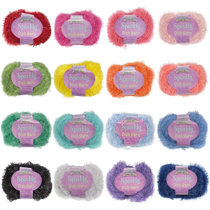 BambooMN JubileeYarn Sparkly Dish Scrubby Yarn  50gBall Worsted Polyester  Variety Pack  4 Balls