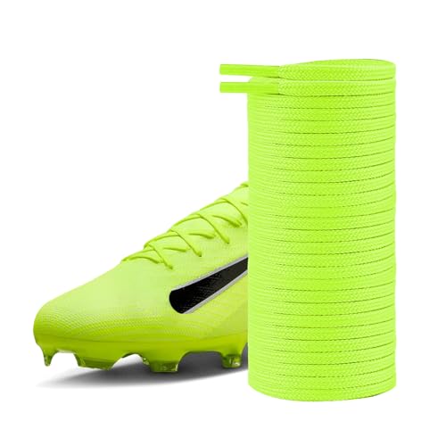 UamGlsob 5/32''(4mm) Soccer Shoe Laces for Soccer Shoes,Thin Flat Shoelaces Replacement Strings for Football Sneakers (Neon Green, 63"/160cm) - Image 1