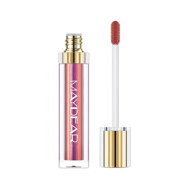 Maydear Chameleon Lipstick, High Pigmented Pink Metallic Shine Lip Gloss, Full-Coverage Multichrome Long Lasting Rainbow Lip Makeup, Golden Fuchsia (06) - Image 3