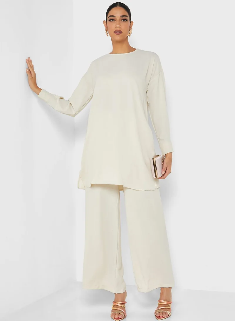 Refka by modanisa Crew Neck Top & Pants Set