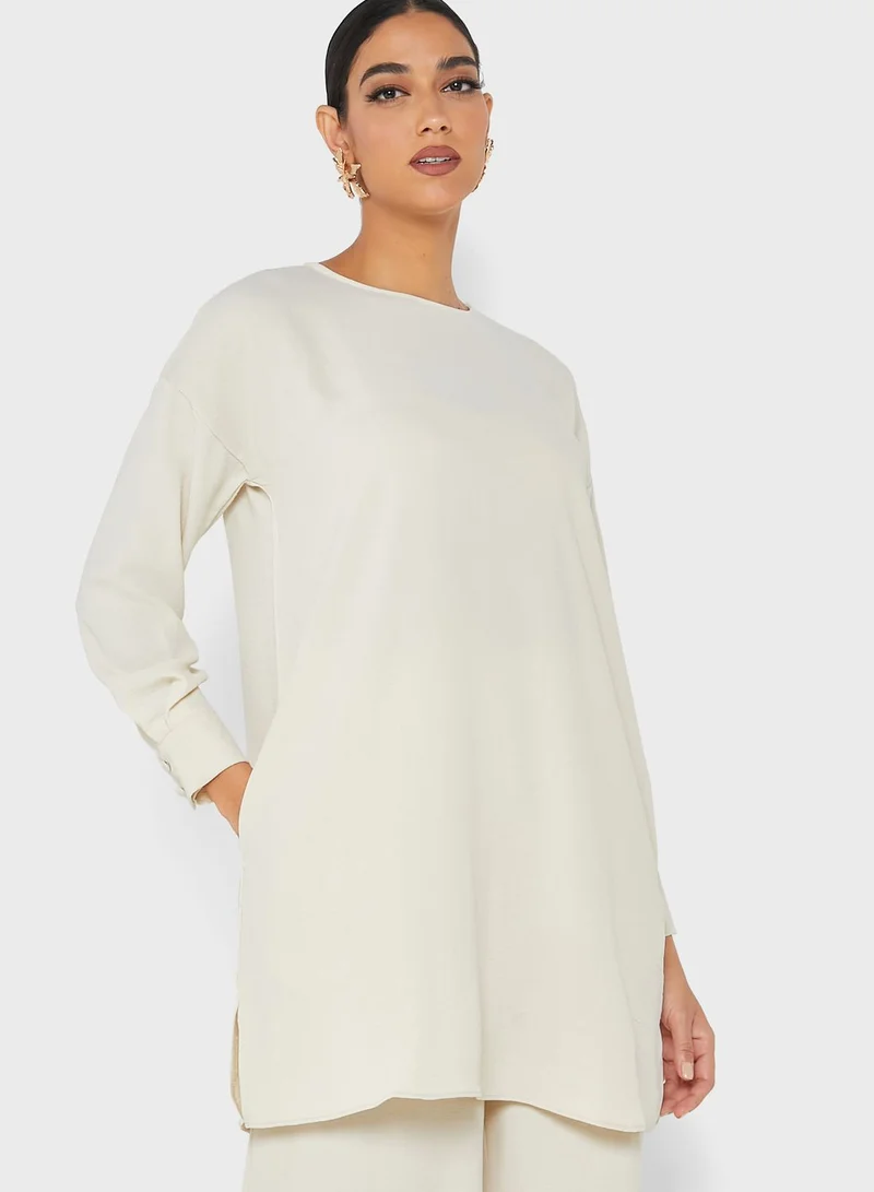 Refka by modanisa Crew Neck Top & Pants Set