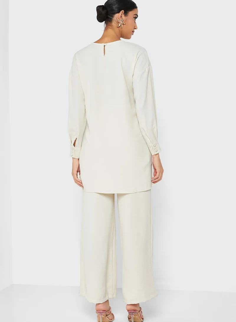 Refka by modanisa Crew Neck Top & Pants Set
