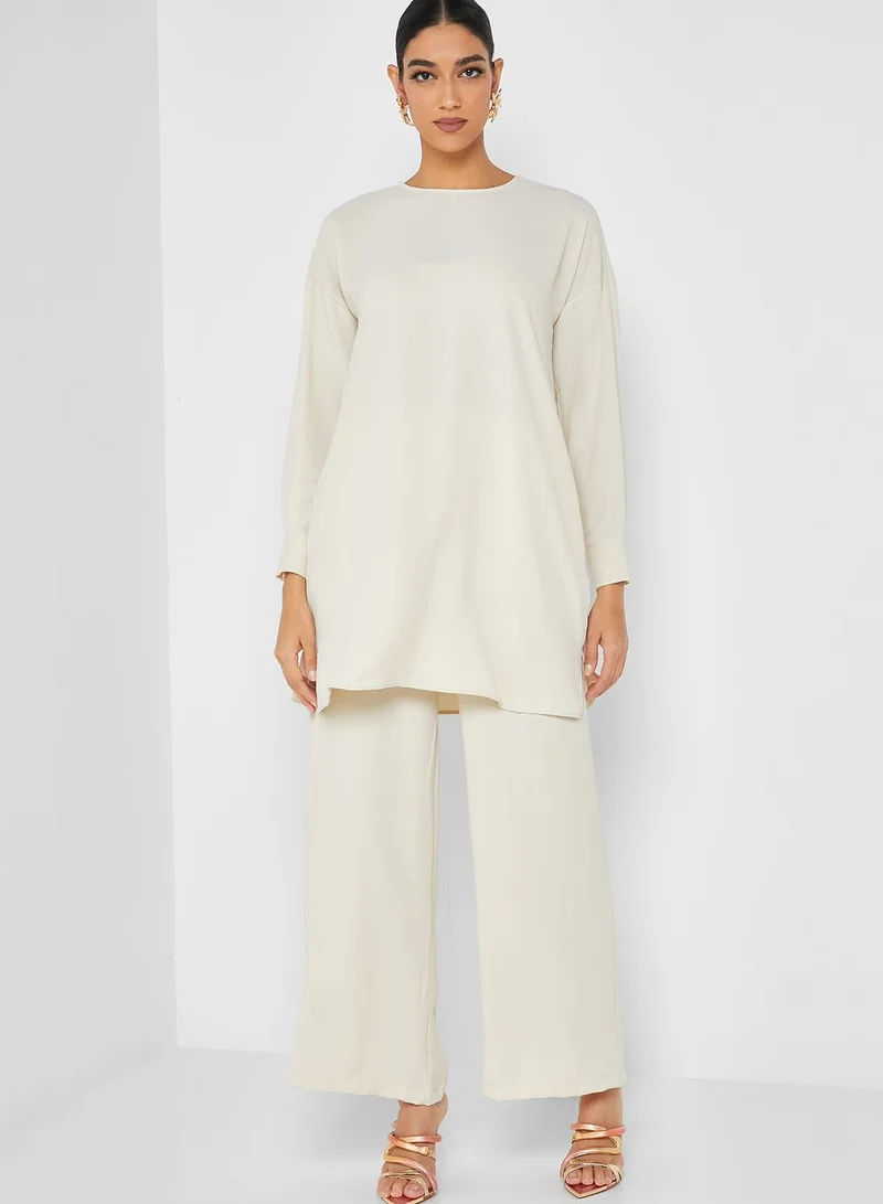 Refka by modanisa Crew Neck Top & Pants Set
