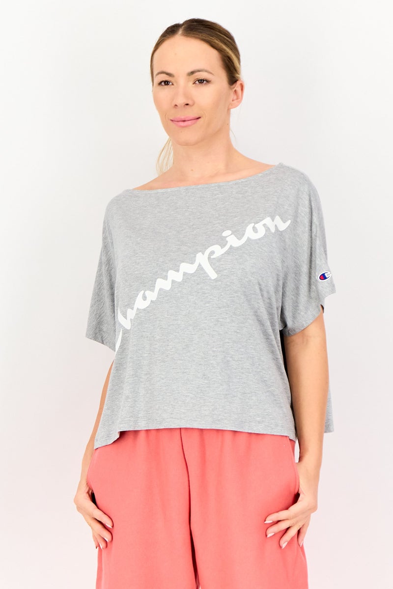 Champion Women Sportswear Fit Short Sleeve Outdoor Crop Top, Grey - Image 1