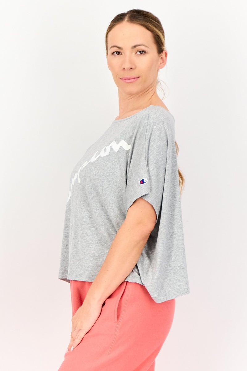 Champion Women Sportswear Fit Short Sleeve Outdoor Crop Top, Grey - Image 3