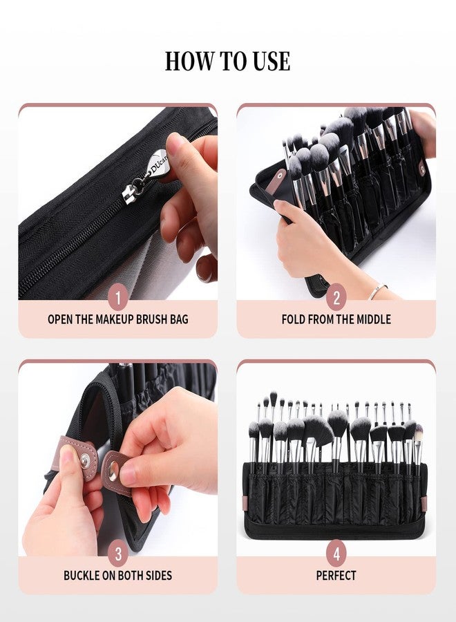 دي يو كير منظم فرش مكياج DUcare، 30 قطعة، حقائب سفر قابلة للطي، حقيبة فرش مكياج قائمة، حقيبة تخزين مستحضرات تجميل للفنانين (الحقيبة فقط) - Image 3