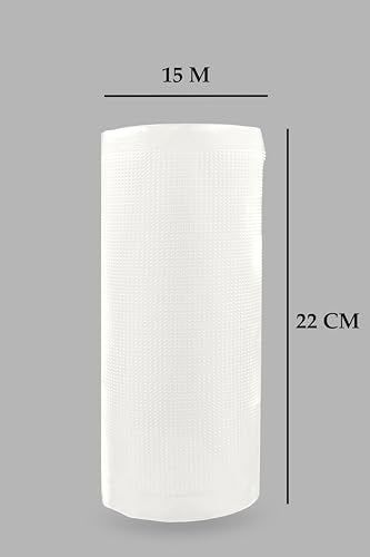 Fresh World FRESHWORLD Embossed Vacuum Sealer Rolls - Food Storage Saver Bag, Clear (22cm x1500 cm) - Image 4