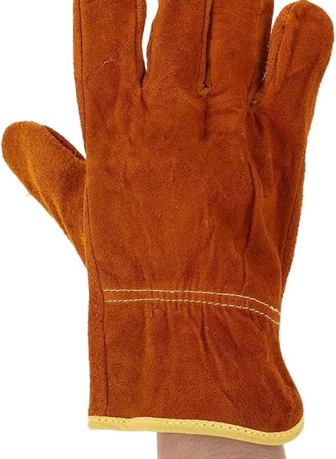 Heat Resistant Cowhide Leather Welding Gloves 2Pcs Multipurpose Protective Safety Work - Image 5