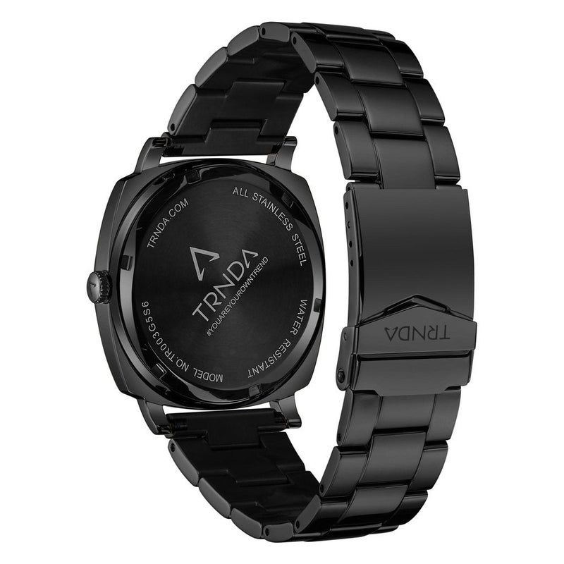 ترندا ساعة TRNDA للرجال مربعة مصنوعة من الفولاذ المقاوم للصدأ الأسود - مينا ساعة بلون الأعشاب البحرية، أنيقة ومتينة. - Image 3