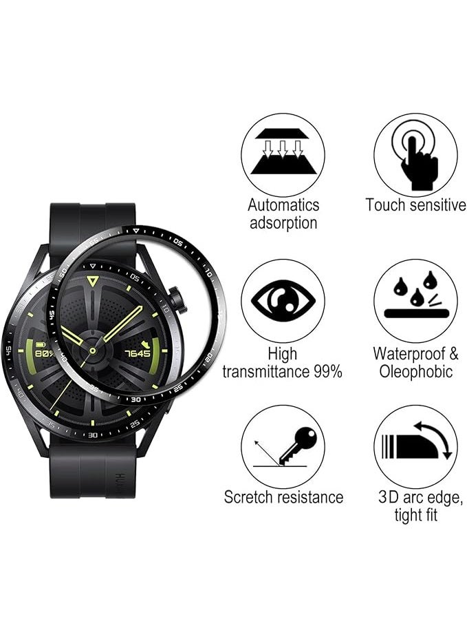 [Pack of 4] Compatible with Huawei Watch GT 3 46 mm Screen Protector, 3D Curved Full Coverage Protection Screen Protector, Water proof Film, Anti-Scratch, Bubble-Free HD - Image 5