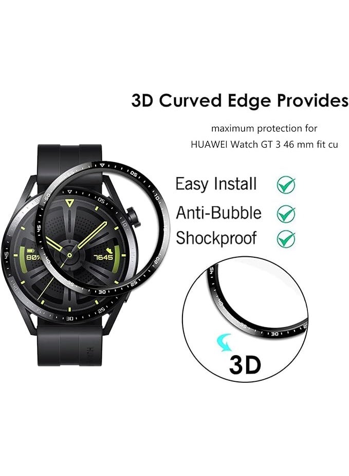 [Pack of 4] Compatible with Huawei Watch GT 3 46 mm Screen Protector, 3D Curved Full Coverage Protection Screen Protector, Water proof Film, Anti-Scratch, Bubble-Free HD - Image 2