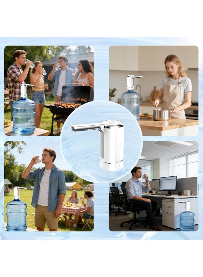 Bukela 5 Gallon Water Dispenser Pump,USB Type-C,1200mAh Rechargeable,Foldable Spout,White - Image 4