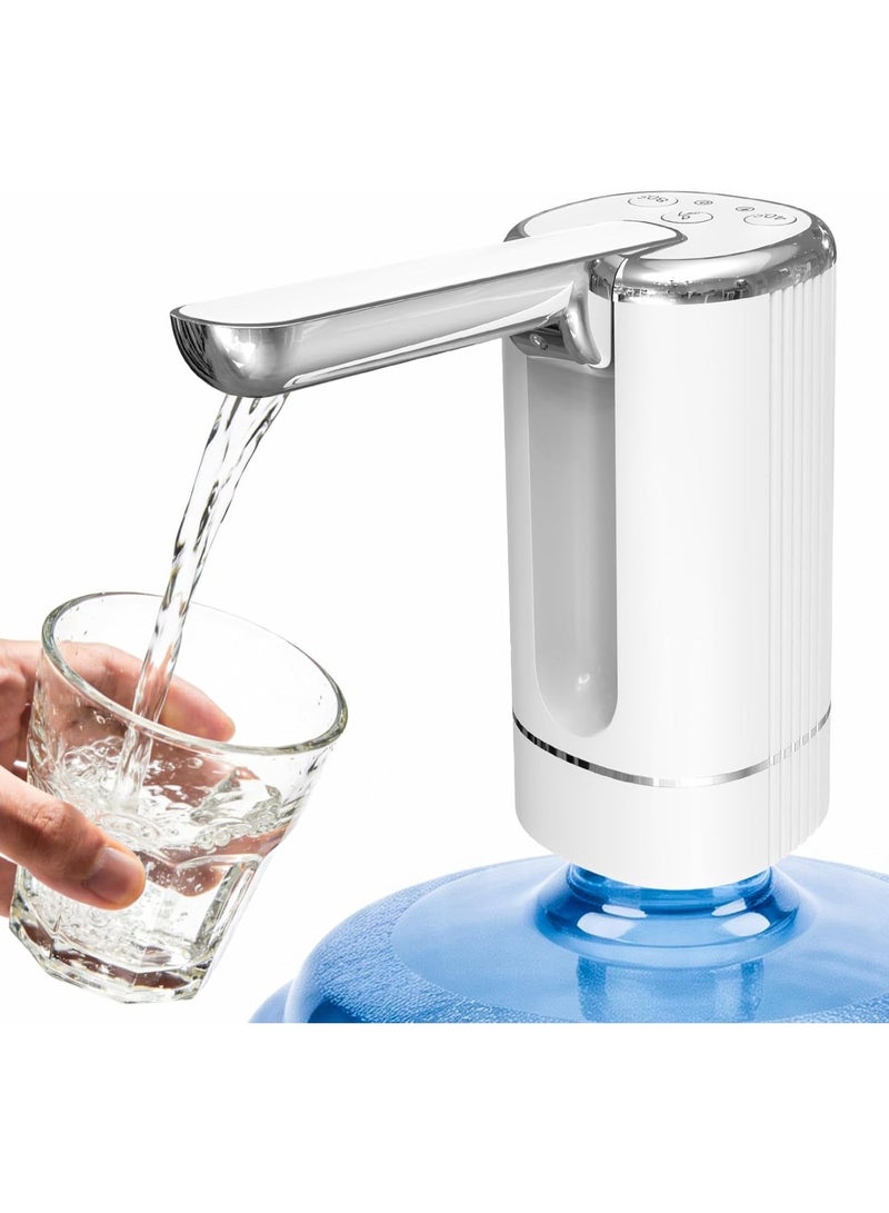 Bukela 5 Gallon Water Dispenser Pump,USB Type-C,1200mAh Rechargeable,Foldable Spout,White - Image 1