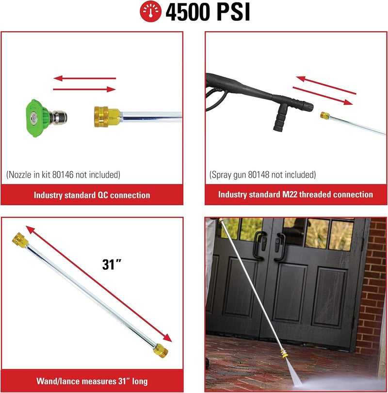 Simpson Cleaning 80479 Universal 31-Inch Pressure Washer Wand for Cold Water Use up to 4500 PSI, Silver - Image 3