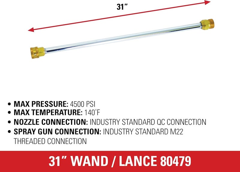 Simpson Cleaning 80479 Universal 31-Inch Pressure Washer Wand for Cold Water Use up to 4500 PSI, Silver - Image 4