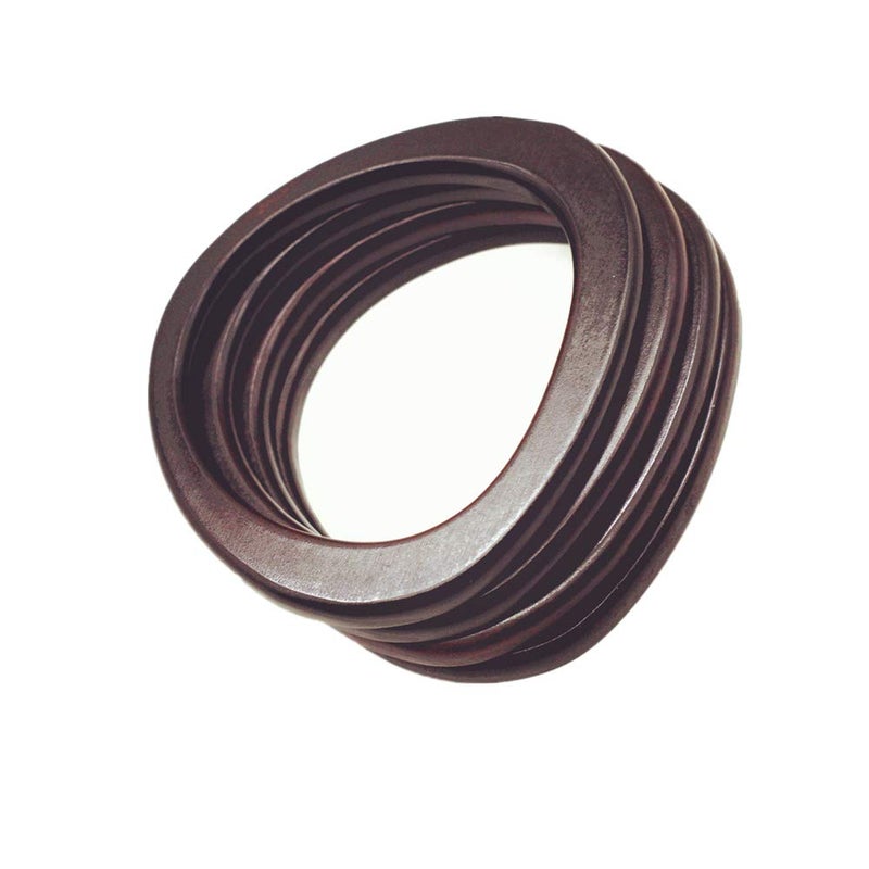 Model Worker 4PCS MDF Oval Shaped Handles Replacement for Handmade Bag Handbags Purse Handles (Dark Brown) - Image 1