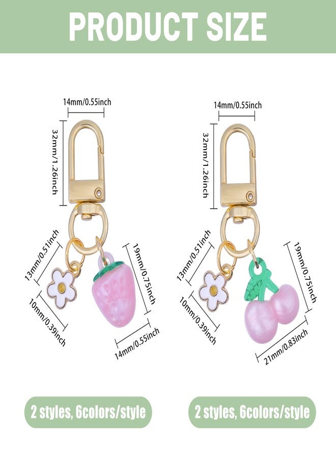 FREEBLOSS 24Pcs Jelly Keychains Pretty Keychains for Women Cherry&Strawberry Key Ring Pendant Purse Accessories Charms Handbag Charms for Earphone Case Decoration - Image 2