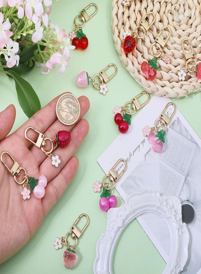 FREEBLOSS 24Pcs Jelly Keychains Pretty Keychains for Women Cherry&Strawberry Key Ring Pendant Purse Accessories Charms Handbag Charms for Earphone Case Decoration - Image 3