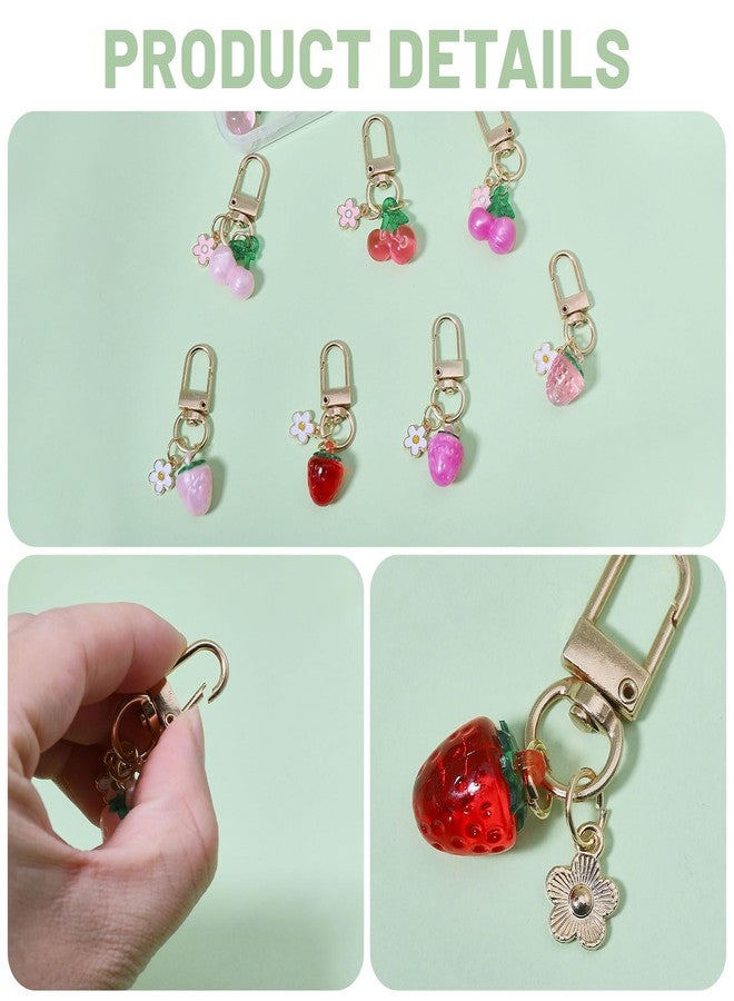 FREEBLOSS 24Pcs Jelly Keychains Pretty Keychains for Women Cherry&Strawberry Key Ring Pendant Purse Accessories Charms Handbag Charms for Earphone Case Decoration - Image 4