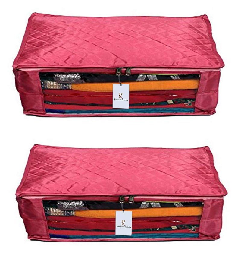 Kuber Industries 2 Piece 3 Layered Quilted Satin Saree Cover Set, Maroon (KUBC64) - Image 4