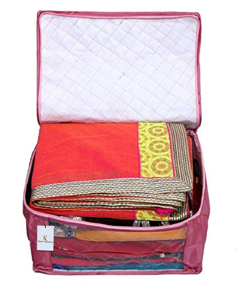 Kuber Industries 2 Piece 3 Layered Quilted Satin Saree Cover Set, Maroon (KUBC64) - Image 3