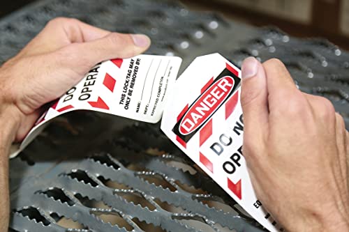 Accuform علامات قفل AccuformNMC 100 بالدور، خطر لا تعمل، علامات مطابقة لمعايير OSHA مصنوعة في الولايات المتحدة، مقاومة للماء من PF-Cardstock، تقاوم التمزق، 6.25"x3"، TAR404 - Image 3