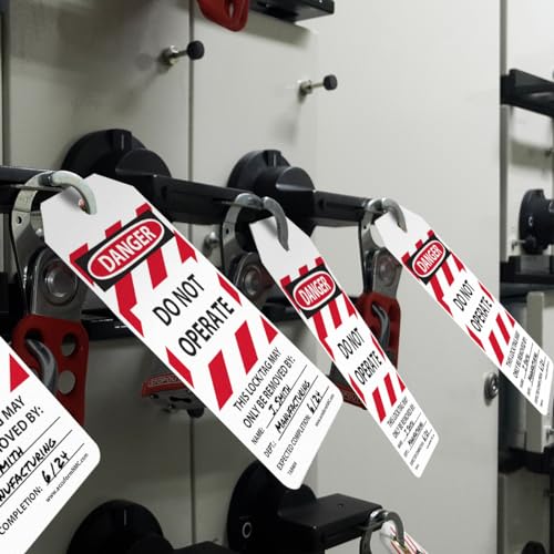 Accuform علامات قفل AccuformNMC 100 بالدور، خطر لا تعمل، علامات مطابقة لمعايير OSHA مصنوعة في الولايات المتحدة، مقاومة للماء من PF-Cardstock، تقاوم التمزق، 6.25"x3"، TAR404 - Image 5