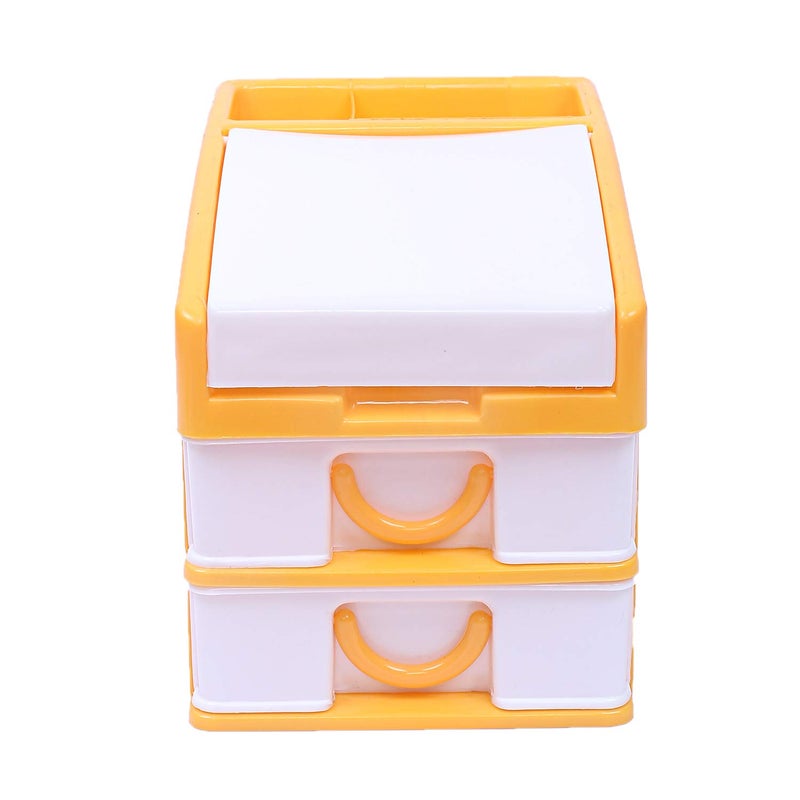 Kuber Industries Plastic Three Layer Drawer Storage Cabinet Box YellowCTKTC25123 - Image 4