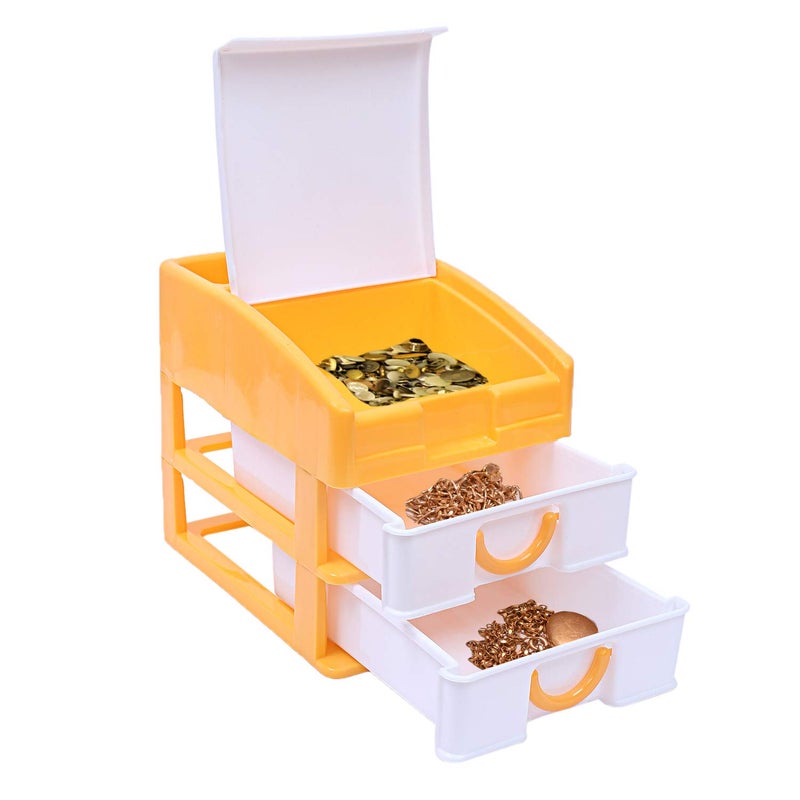 Kuber Industries Plastic Three Layer Drawer Storage Cabinet Box YellowCTKTC25123 - Image 3