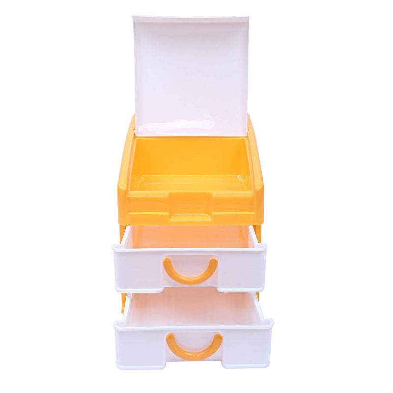 Kuber Industries Plastic Three Layer Drawer Storage Cabinet Box YellowCTKTC25123 - Image 5