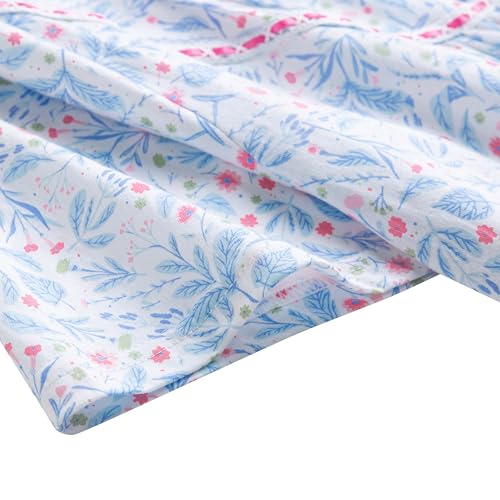 Keyocean Nightgowns for Women, Soft Cotton Comfy Lightweight Short Sleeves Ladies Nightdress, Red and Blue Flower, X-Large - Image 5