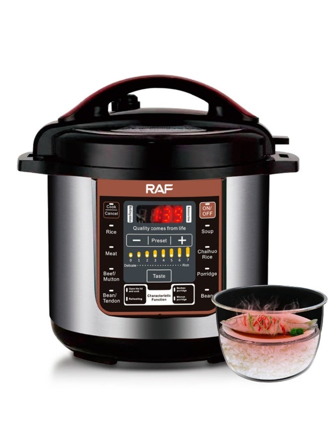 RAF  Electric Pressure Cooker – 12L Large Capacity, 1600W, Multi-Function Digital Cooker with LED Display, 24-Hour Timer, Non-Stick Inner Pot for Rice, Meat, Soup & More - Image 1