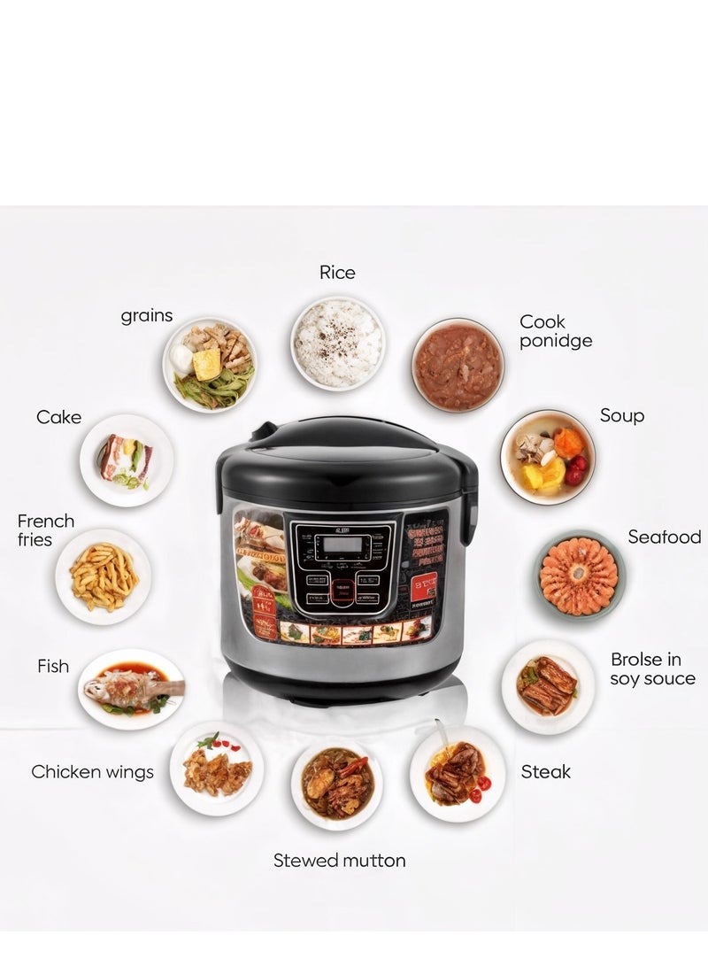 RAF  Electric Pressure Cooker – 12L Large Capacity, 1600W, Multi-Function Digital Cooker with LED Display, 24-Hour Timer, Non-Stick Inner Pot for Rice, Meat, Soup & More - Image 3
