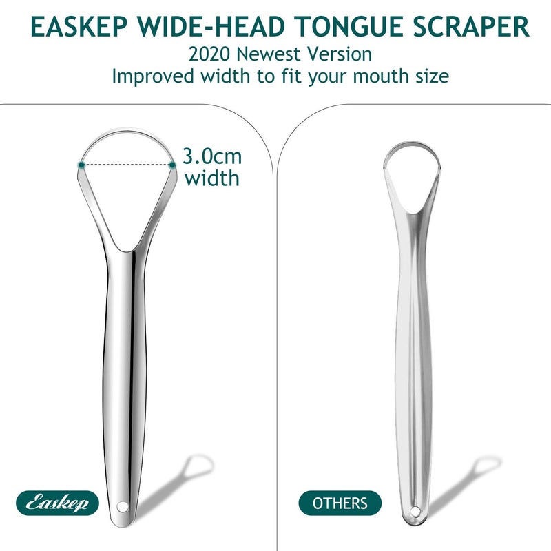 Easkep Tongue Scraper (2 Pack), Wide-head Tongue Cleaner with Nice Carrying Box, Easkep 100% Stainless Steel Tongue Scrapers Cleaners, for Men, Women, Adults, Kids - Image 2