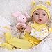 Aori Realistic Reborn Baby Dolls 18 Inch Lifelike Newborn Girl Doll with Yellow Outfit Feeding Set Gift for Girls Kids Toddlers - Image 4