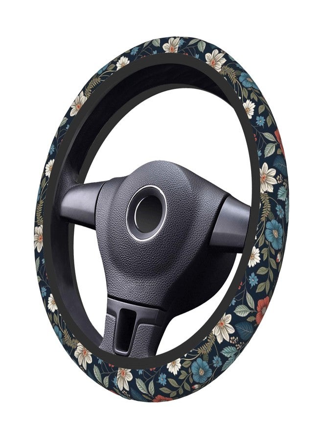 CTVSLFU Steering Wheel Cover Universal Fit Car Interior Accessories for Women Men 15 Inch Breathable Anti Slip Odorless Neoprene Steering Wheel Cover for Car Decor Protector - Vintage Colorful Flowers 014 - Image 4