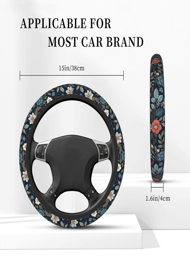 CTVSLFU Steering Wheel Cover Universal Fit Car Interior Accessories for Women Men 15 Inch Breathable Anti Slip Odorless Neoprene Steering Wheel Cover for Car Decor Protector - Vintage Colorful Flowers 014 - Image 3