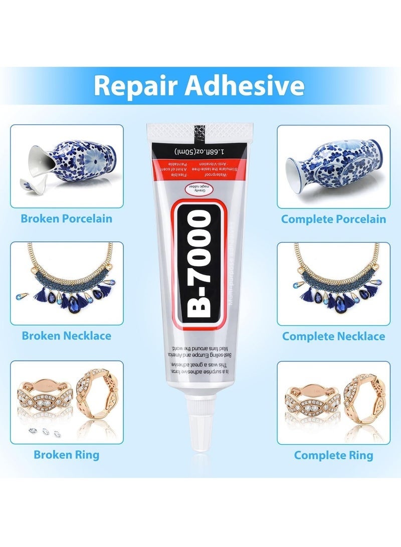 (2pcsx50 ml) B-7000 Super Glue, Industrial Strength Adhesive B7000 Multifunctional Glue Paste for Rhinestones Crafts, Clothes Shoes, Fabric, Jewelry Making, Cell Phones, Tablet, Wood, Rubber, Leather Textile - Image 2