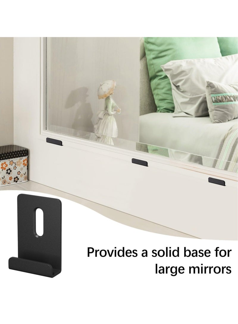 كابتن تيك مجموعة من 8 قطع من مشابك المرايا المعدنية، بقناة عريضة ومتينة، تأتي مع براغي لتثبيتها على الجدران، تستخدم لتثبيت المرايا ولوحات الإعلانات الخالية من الإطار وعروض البلاط. - Image 5