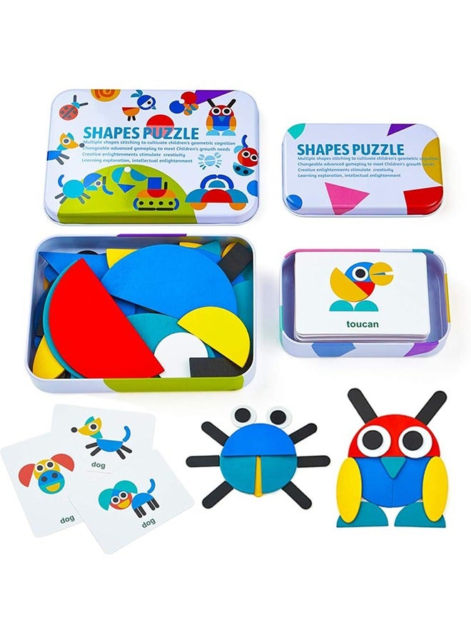 Toddlers Wooden Pattern Shape Puzzle Animals Jigsaw，Montessori Educational Toys，Toys Sorting and Stacking Games for Toddlers Kids Boys Girls Age 3+ Years Old - Image 1