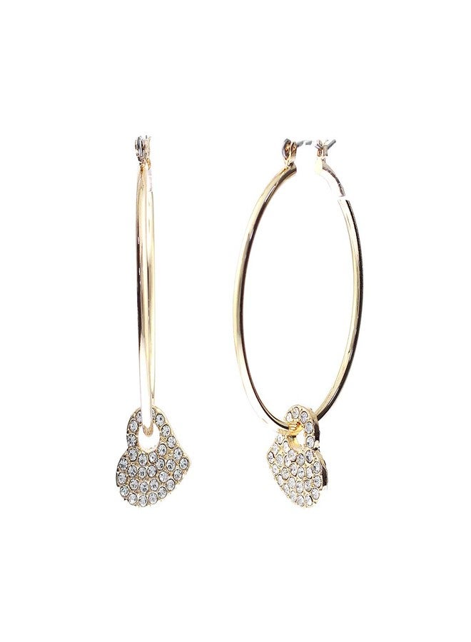 NTLX Hoop Earrings for Women - Drop Dangle Earring with Crystal Heart Charm - 14K Gold Plated - Modern & Simple - with Gift Box included (Gold/Crystal Heart) - Image 1